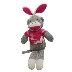 Dan Dee 12" Sock Monkey Easter Bunny Rabbit Plush Stuffed Pink Camo, 2015
